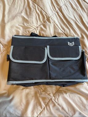 Black and Gray Storage Organizer Tote with Front Pockets